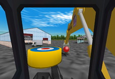 Excavator simulator: in cab view