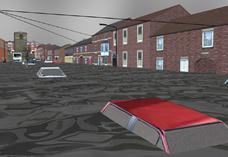 Morpeth Flood Risk Visualisation: high street view